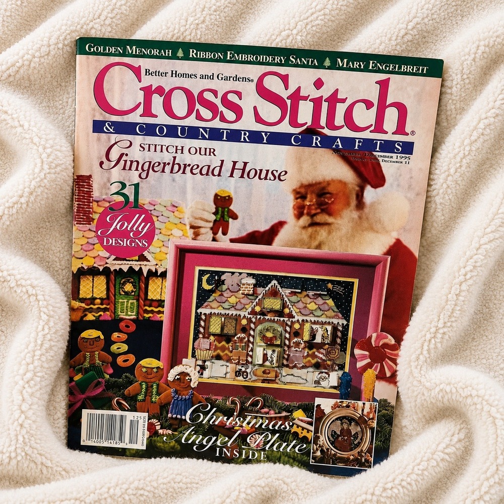 Cross Stitch Country Crafts Nov Dec‎ 1995 Gingerbread House Hanukkah Christmas